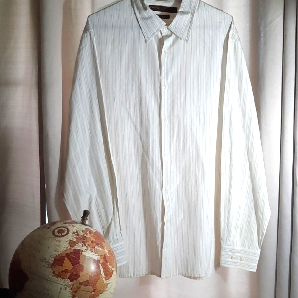 Perry Ellis / Men's Silk Long Sleeve Dress Shirt/ Size XL